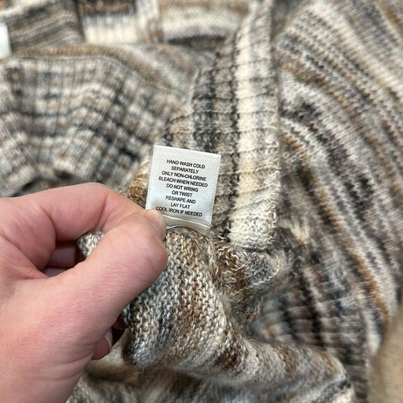 Leo & Nicole Multicolor Stripe Poncho V-Neck Cotton Wool Blend Women Size Large - Picture 7 of 7